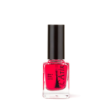 ATiR Grow & Glow Base Coat – non-toxic nail strengthening treatment with glycolic acid, almond oil, and acerola fruit extract for nail repair and growth and pink tint.