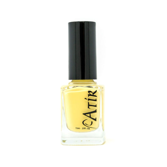 ATiR Hello Limoncello non-toxic buttery yellow nail polish in clear glass bottle