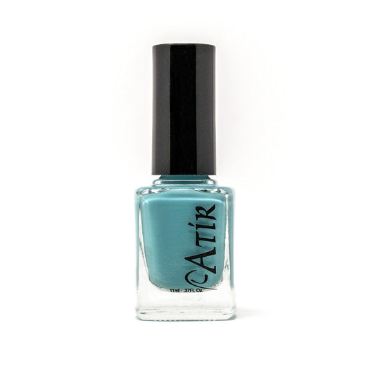Vibrant ATiR Electric Heart non-toxic pool teal cream nail polish bottle