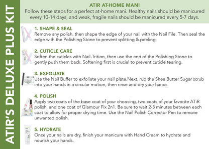 ATiR's Deluxe Plus Kit At-Home Manicure Instruction sheet